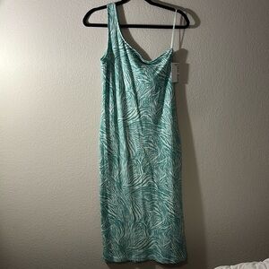 Nine West One-Shoulder Animal Print and Bodycon Dress